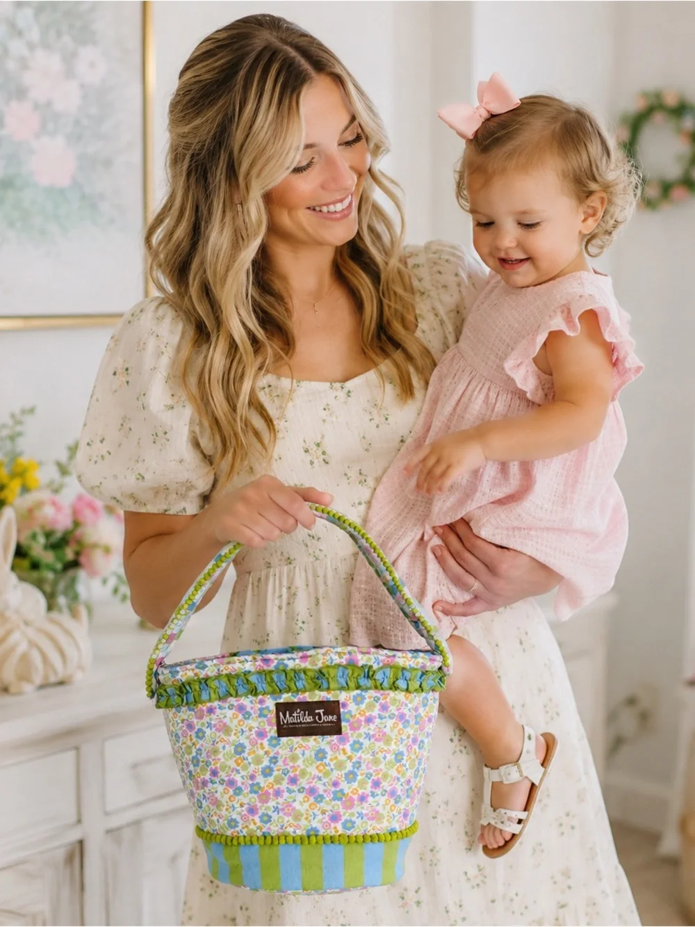 NWT Matilda Jane Floral Easter Basket Spring Bunny Egg Hunt Keepsake Tote